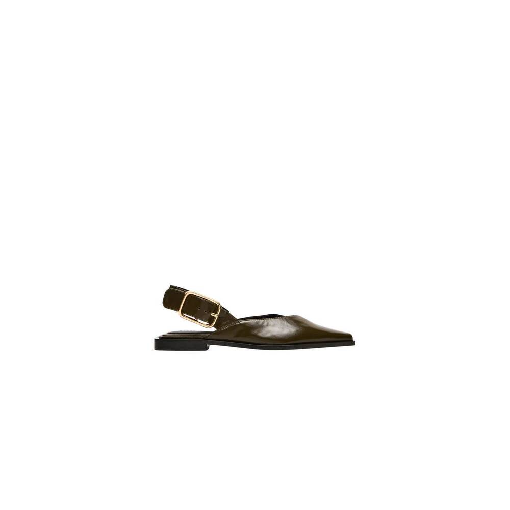 NEW STEVE MADDEN women's shay pointed-toe slingback ballet flat in olive leather